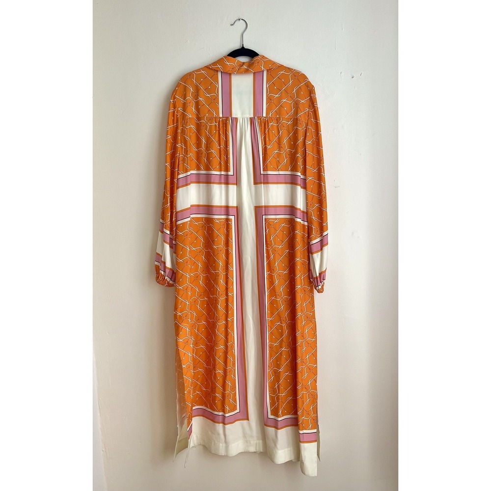 Sunset Lover $1299 Elbaz 100% Silk Buttoned Caftan Dress Scarfe Print US 12 - Picture 12 of 12